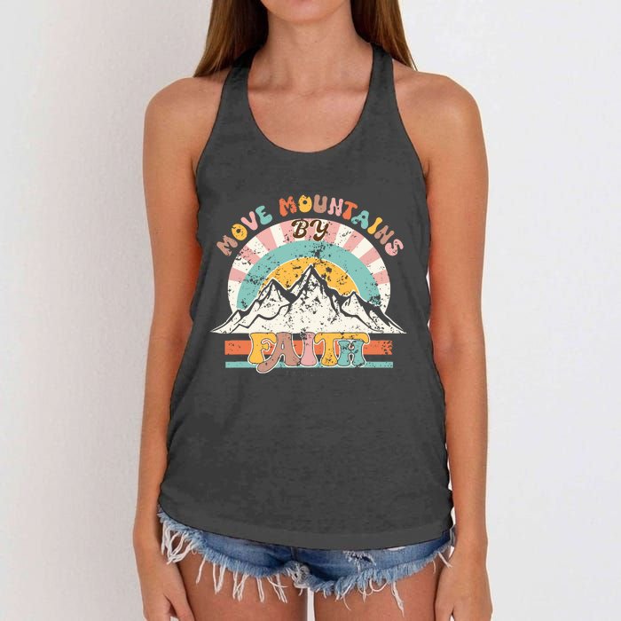 Faith Can Move Mountains Boho Christian Women's Knotted Racerback Tank