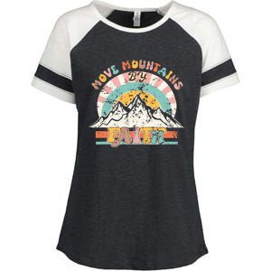 Faith Can Move Mountains Boho Christian Enza Ladies Jersey Colorblock Tee