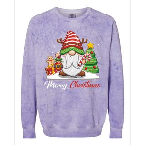 Funny Cute Merry Christmas Gnome Colorblast Crewneck Sweatshirt