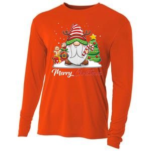 Funny Cute Merry Christmas Gnome Cooling Performance Long Sleeve Crew