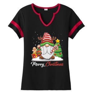 Funny Cute Merry Christmas Gnome Ladies Halftime Notch Neck Tee