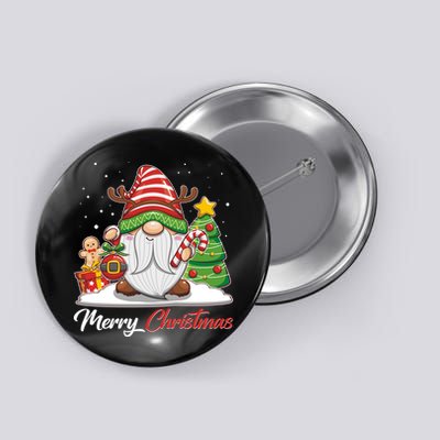 Funny Cute Merry Christmas Gnome Button