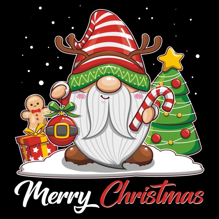 Funny Cute Merry Christmas Gnome Flat Bill Trucker Hat
