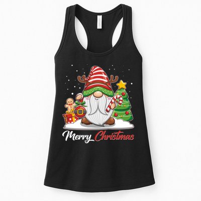 Funny Cute Merry Christmas Gnome Womens Tank Top