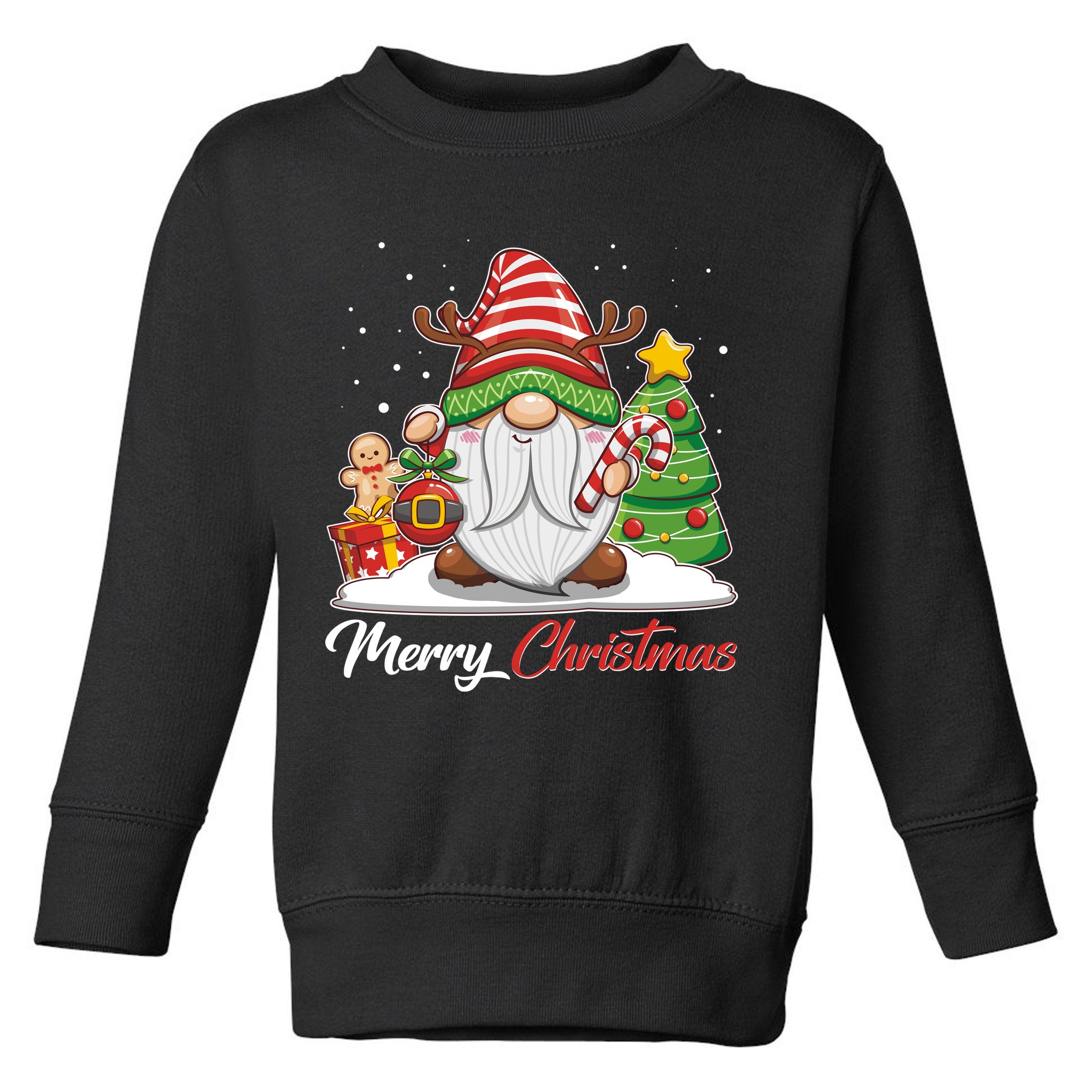 Funny Cute Merry Christmas Gnome Toddler Sweatshirt