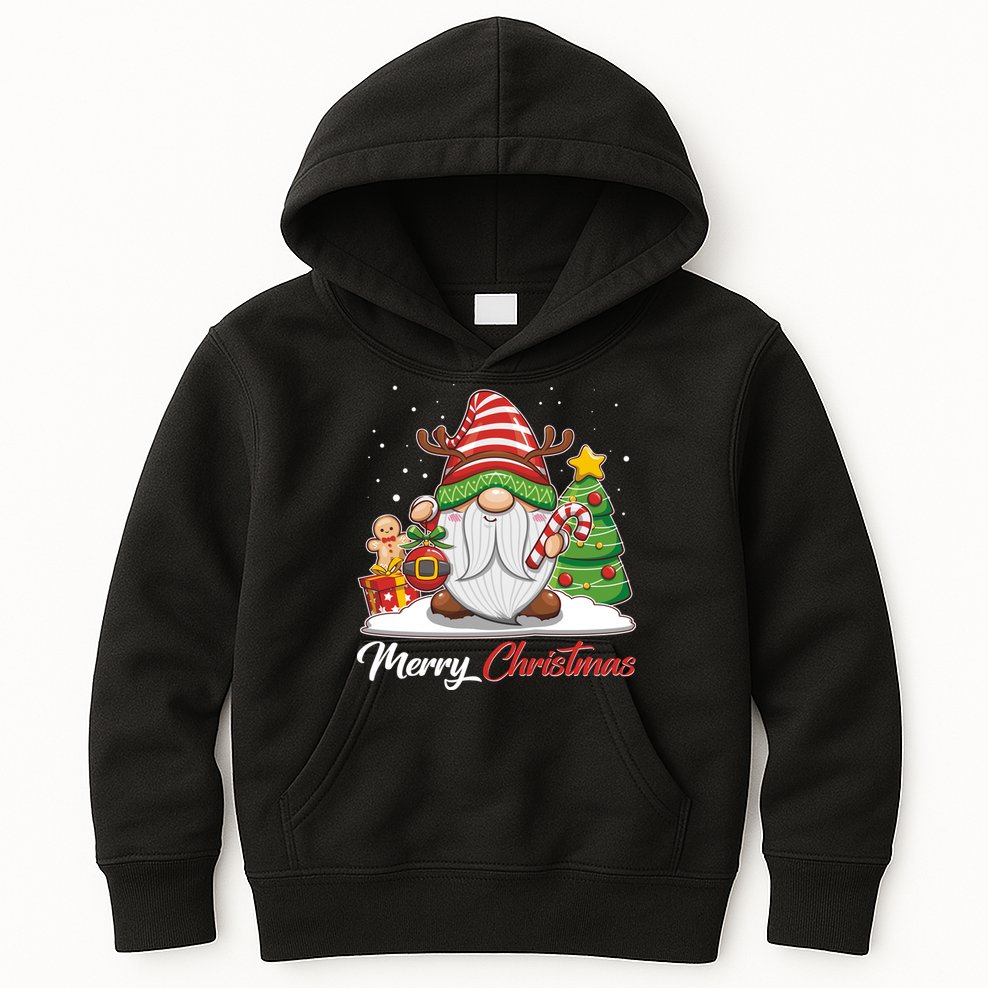 Funny Cute Merry Christmas Gnome Kids Hoodie
