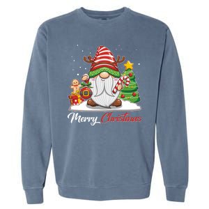 Funny Cute Merry Christmas Gnome Garment-Dyed Sweatshirt