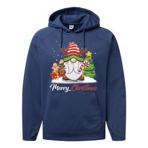 Funny Cute Merry Christmas Gnome Performance Fleece Hoodie