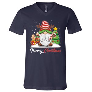 Funny Cute Merry Christmas Gnome V-Neck T-Shirt