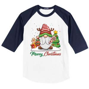 Funny Cute Merry Christmas Gnome Baseball Sleeve Shirt