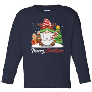 Funny Cute Merry Christmas Gnome Toddler Long Sleeve Shirt