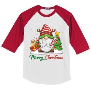 Funny Cute Merry Christmas Gnome Kids Colorblock Raglan Jersey