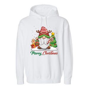 Funny Cute Merry Christmas Gnome Garment-Dyed Fleece Hoodie