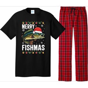 Fishing Christmas Merry Fishmas Sweater Santa Claus Fishers Cute Gift Pajama Set