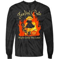 Feeling Cute Might Curse You Later Cute Witch Tie-Dye Long Sleeve Shirt