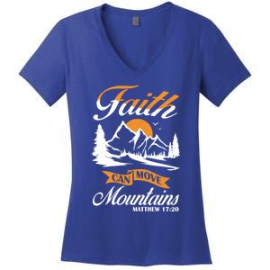 Faith Can Move Mots Design Christian Gift Idea Gift Women's V-Neck T-Shirt