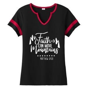 Faith Can Move Mountains Bible Verse Holy Religious Week Gift Ladies Halftime Notch Neck Tee