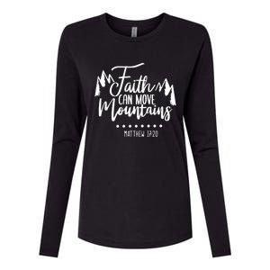 Faith Can Move Mountains Bible Verse Holy Religious Week Gift Womens Cotton Relaxed Long Sleeve T-Shirt