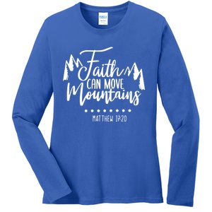 Faith Can Move Mountains Bible Verse Holy Religious Week Gift Ladies Long Sleeve Shirt