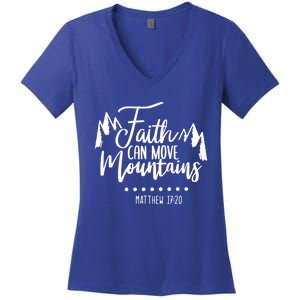 Faith Can Move Mountains Bible Verse Holy Religious Week Gift Women's V-Neck T-Shirt