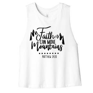 Faith Can Move Mountains Bible Verse Holy Religious Week Gift Women's Racerback Cropped Tank