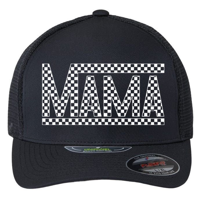 Funny Checkered Mama Black White Gift Women Flexfit Unipanel Trucker Cap