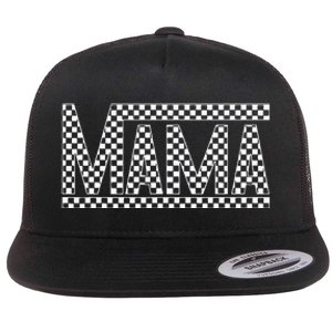 Funny Checkered Mama Black White Gift Women Flat Bill Trucker Hat