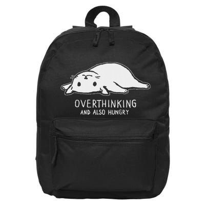 Funny Cat Meme Overthinking And Also Hungry Sarcastic Women 16 in Basic Backpack