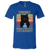 Funny Crochet Mom Makes Me Feel Less Murdery Vintage V-Neck T-Shirt