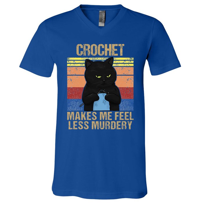 Funny Crochet Mom Makes Me Feel Less Murdery Vintage V-Neck T-Shirt