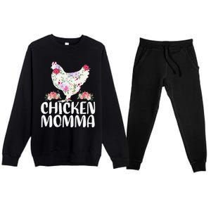 Funny Chicken Momma For Mother's Day Premium Crewneck Sweatsuit Set