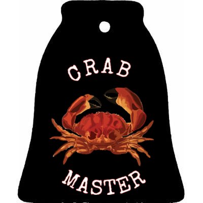 FUN CRAB MASTER I LOVE CRABBING & FISHING SEAFOOD HUNTER Ceramic Bell Ornament