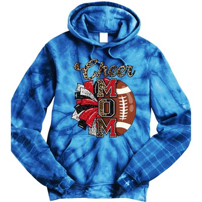 Football Cheer Mom Red Black Pom Leopard Tie Dye Hoodie