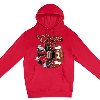 Football Cheer Mom Red Black Pom Leopard Premium Pullover Hoodie