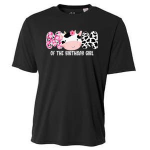 Funny Cow Mom Of The Birthday Girl Cow Farm Birthday Family Cooling Performance Crew T-Shirt