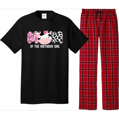 Funny Cow Mom Of The Birthday Girl Cow Farm Birthday Family Pajama Set