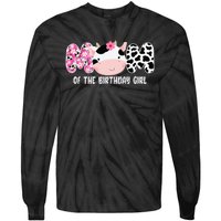 Funny Cow Mom Of The Birthday Girl Cow Farm Birthday Family Tie-Dye Long Sleeve Shirt