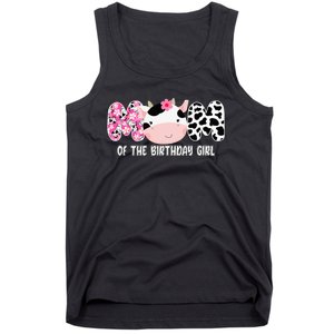 Funny Cow Mom Of The Birthday Girl Cow Farm Birthday Family Tank Top