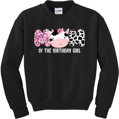 Funny Cow Mom Of The Birthday Girl Cow Farm Birthday Family Kids Sweatshirt