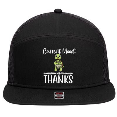 Funny Current Mood No Thanks Cute Turtle Lover Gift 7 Panel Mesh Trucker Snapback Hat