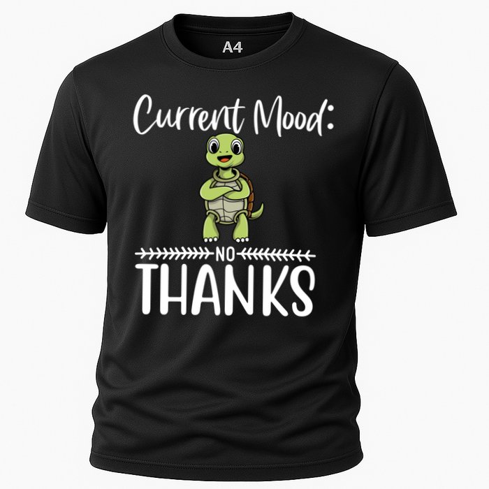 Funny Current Mood No Thanks Cute Turtle Lover Gift Cooling Performance Crew T-Shirt