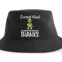 Funny Current Mood No Thanks Cute Turtle Lover Gift Sustainable Bucket Hat