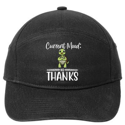 Funny Current Mood No Thanks Cute Turtle Lover Gift 7-Panel Snapback Hat