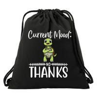 Funny Current Mood No Thanks Cute Turtle Lover Gift Drawstring Bag