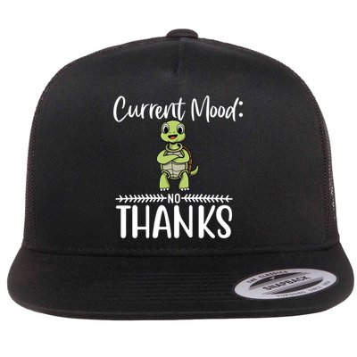 Funny Current Mood No Thanks Cute Turtle Lover Gift Flatbill Hat