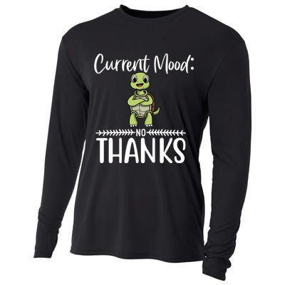 Funny Current Mood No Thanks Cute Turtle Lover Gift Cooling Performance Long Sleeve Crew