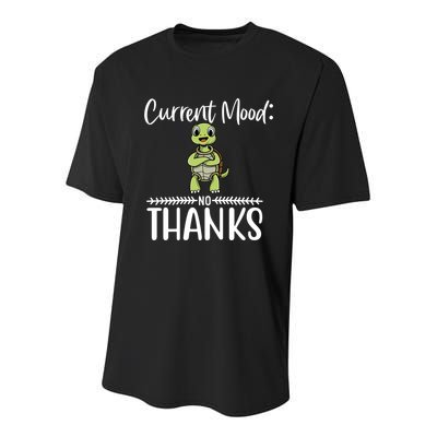 Funny Current Mood No Thanks Cute Turtle Lover Gift Youth Performance Sprint T-Shirt