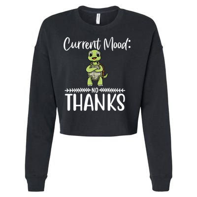 Funny Current Mood No Thanks Cute Turtle Lover Gift Cropped Pullover Crew