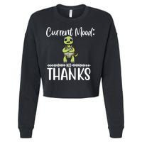 Funny Current Mood No Thanks Cute Turtle Lover Gift Cropped Pullover Crew