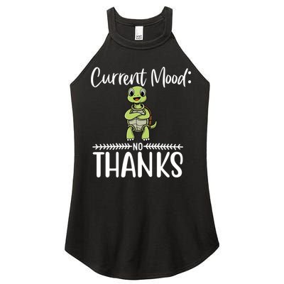 Funny Current Mood No Thanks Cute Turtle Lover Gift Women's Perfect Tri Rocker Tank